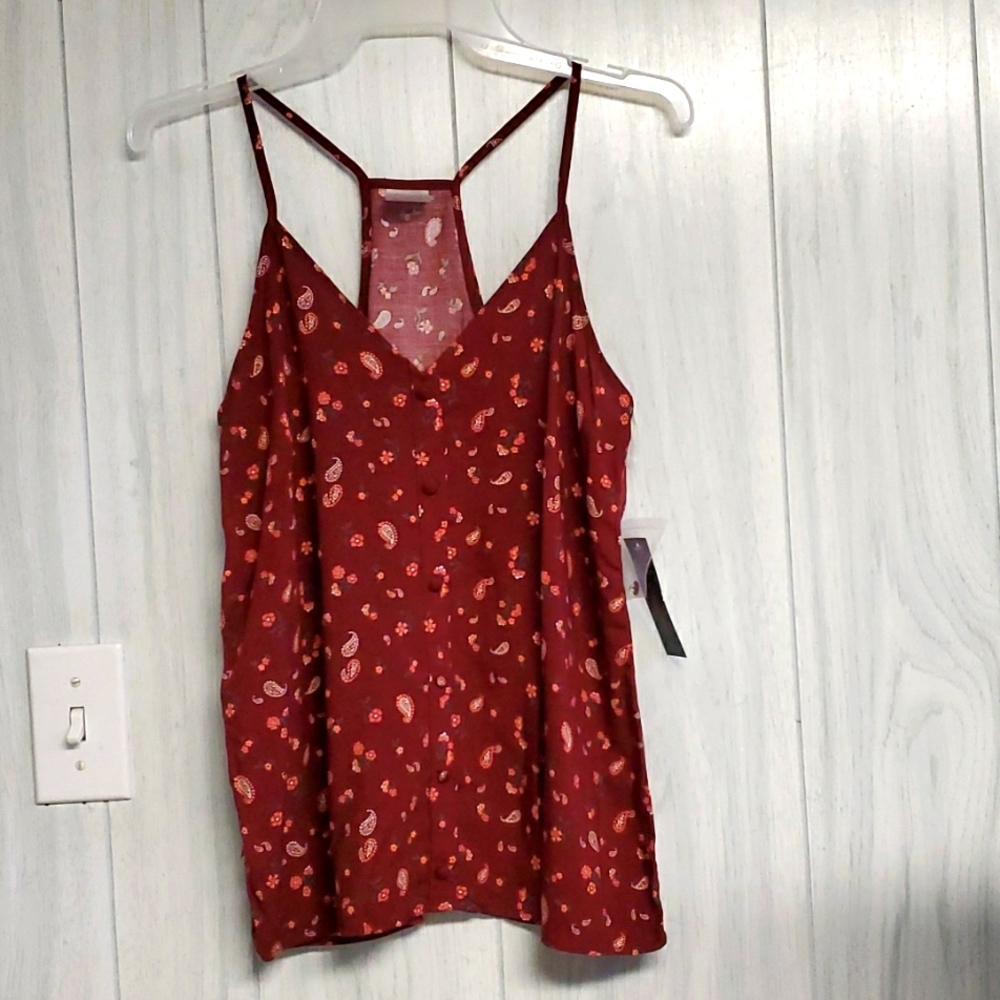COPY - NWT NOBO T strap tank top, burgundy, dk green, peach, small 3-5.